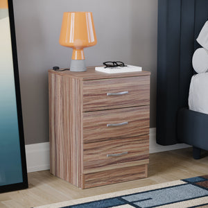 Riano 3-Drawer Bedside Chest - Walnut
