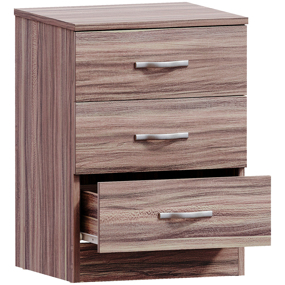Riano 3-Drawer Bedside Chest - Walnut