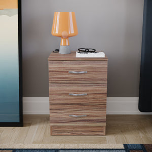 Riano 3-Drawer Bedside Chest - Walnut