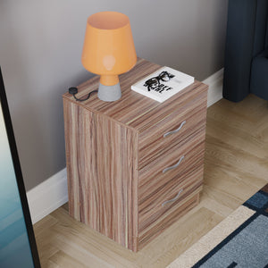 Riano 3-Drawer Bedside Chest - Walnut