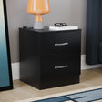 Riano 2 Drawer  Bedside Chest Black Bedroom Storage Unit
