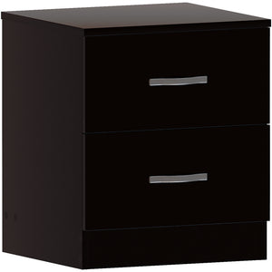 Riano 2 Drawer  Bedside Chest Black Bedroom Storage Unit
