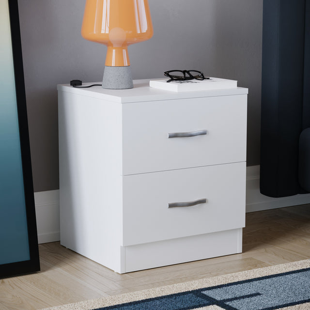 Riano 2 Drawer Bedside Chest Grey Bedroom Storage Unit
