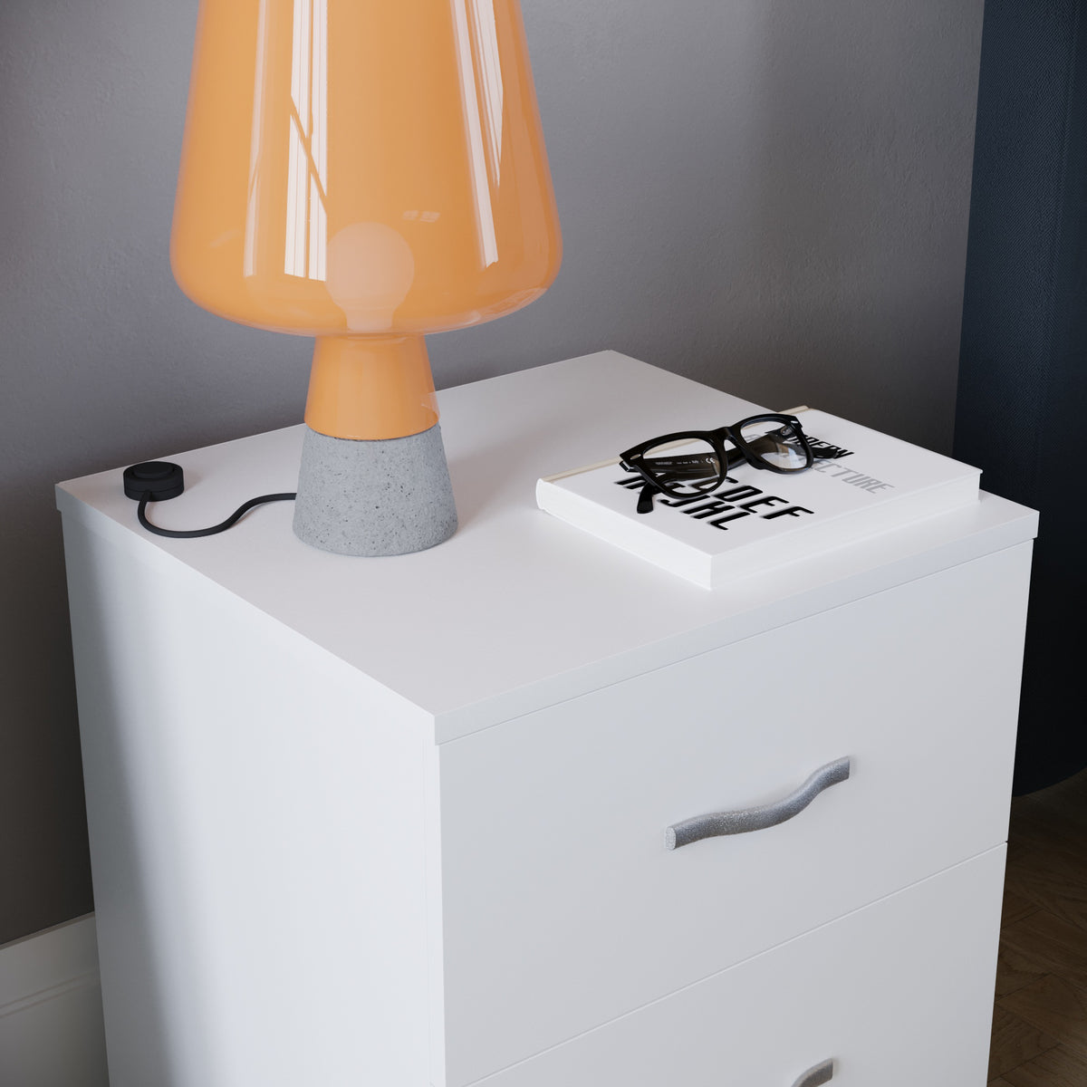 Riano 2-Drawer Bedside Chest, White