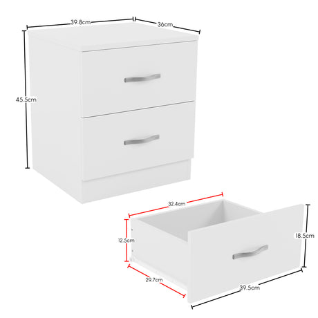 Riano 2 Drawer Bedside Chest Grey Bedroom Storage Unit
