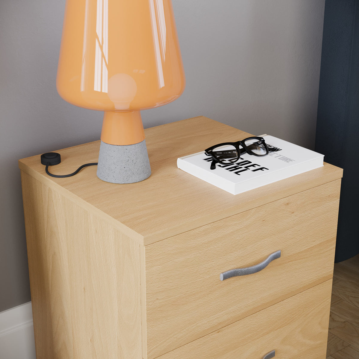 Riano 2 Drawer Bedside Chest Pine Bedroom Storage Unit
