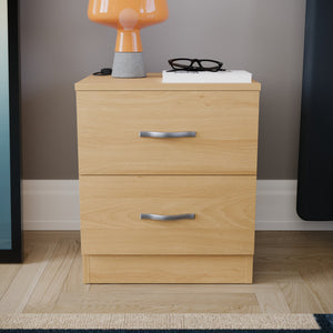 Riano 2 Drawer Bedside Chest Pine Bedroom Storage Unit
