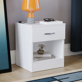 Riano 1 Drawer Bedside Chest White Bedroom Storage Unit