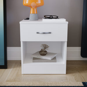 Riano 1 Drawer Bedside Chest White Bedroom Storage Unit