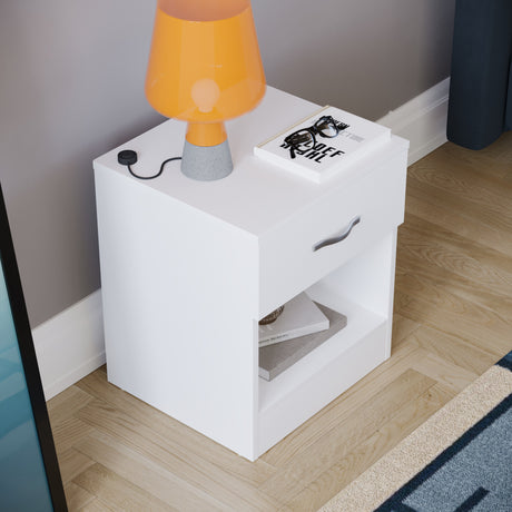 Riano 1 Drawer Bedside Chest White Bedroom Storage Unit