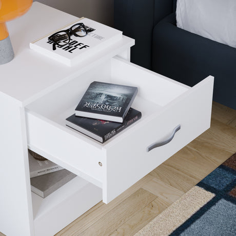 Riano 1 Drawer Bedside Chest White Bedroom Storage Unit