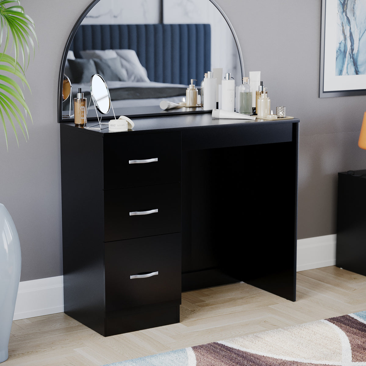 Riano 3-Drawer Dressing Table - Black
