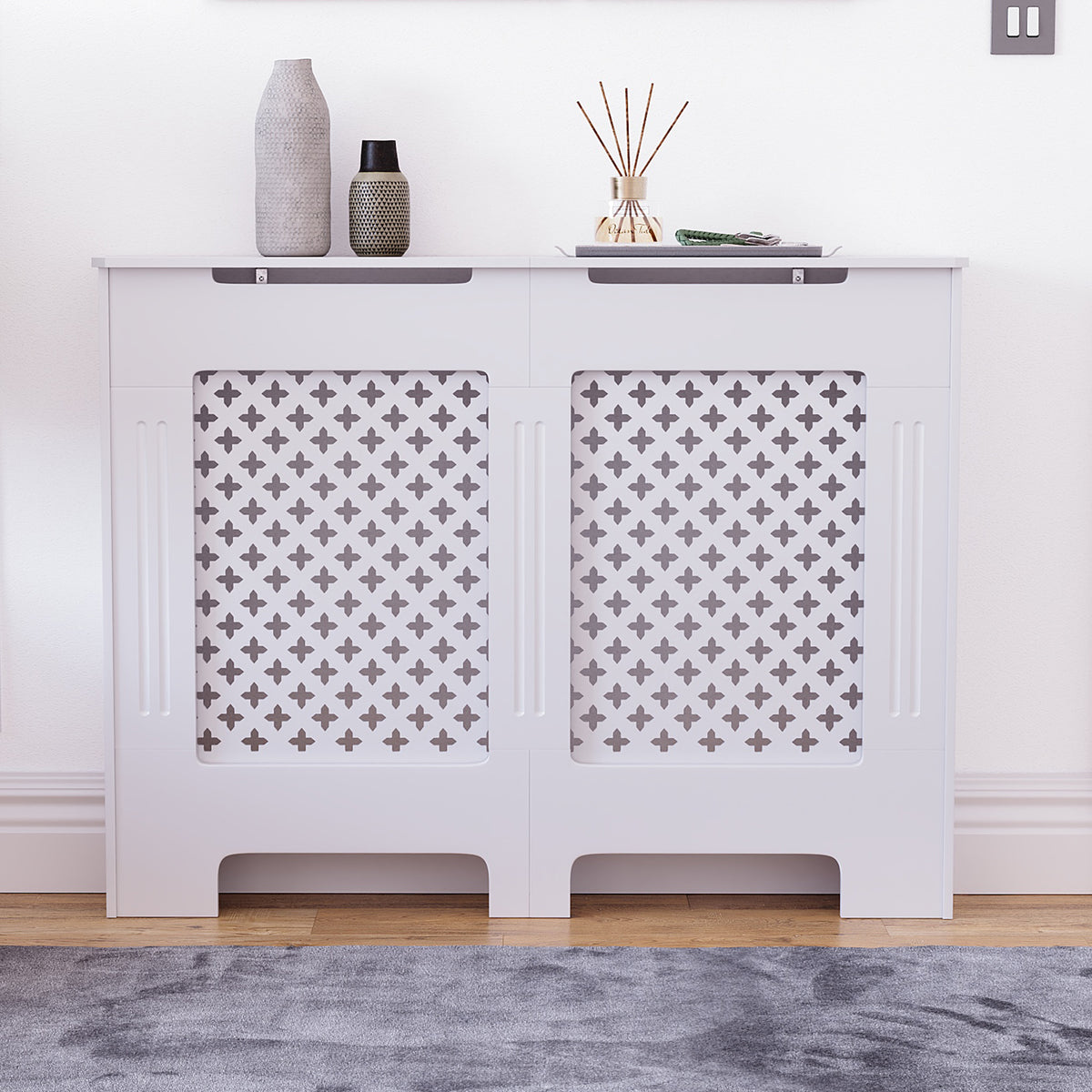 Oxford Radiator Cover - White, Medium, Modern Design
