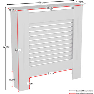Milton Radiator Cover - White, Small, Horizontal Grille Design
