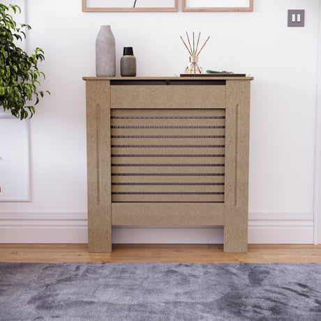 Milton Radiator Cover -White,  Medium Size, Horizontal Grille Design

