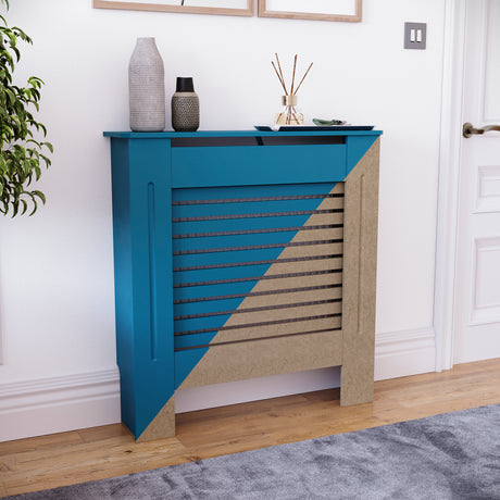 Milton Radiator Cover -White,  Medium Size, Horizontal Grille Design


