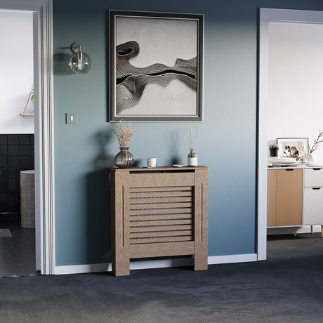 Milton Radiator Cover -White,  Medium Size, Horizontal Grille Design
