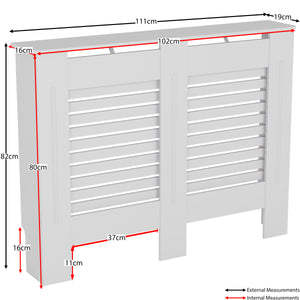 Milton Radiator Cover - White, Medium, Horizontal Grille Design

