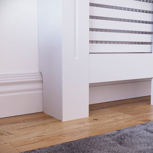 Milton Radiator Cover - White, Medium, Horizontal Grille Design
