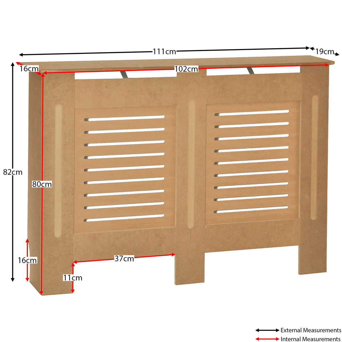 Milton Radiator Cover -Unfinished,  Medium Size, Horizontal Grille Design

