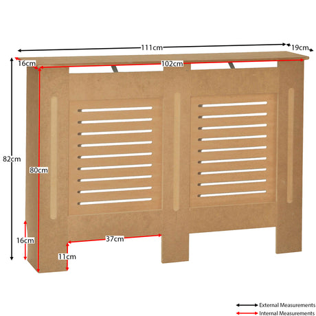 Milton Radiator Cover -Unfinished,  Medium Size, Horizontal Grille Design

