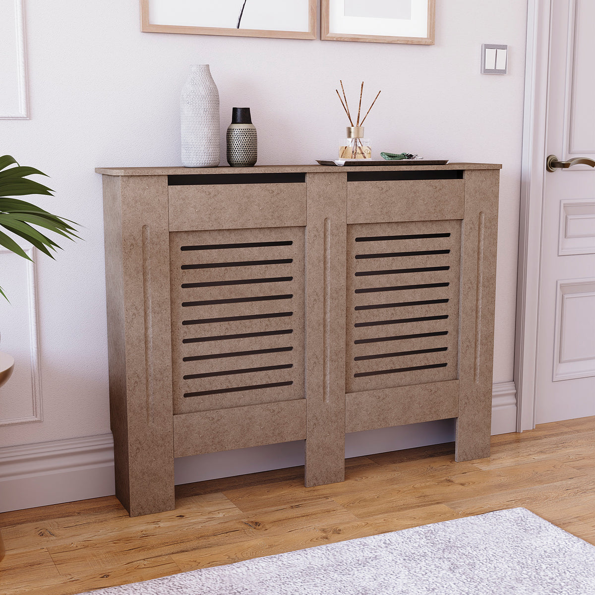 Milton Radiator Cover -Unfinished,  Medium Size, Horizontal Grille Design
