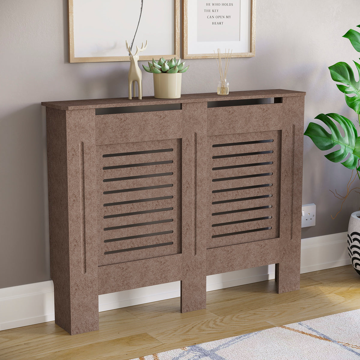 Milton Radiator Cover -Unfinished,  Medium Size, Horizontal Grille Design
