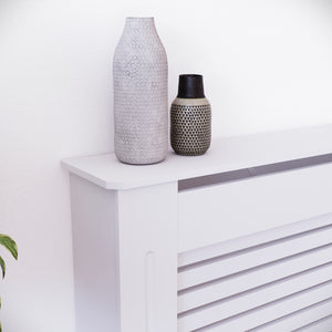 Milton Radiator Cover - White, Large, Horizontal Grille Design
