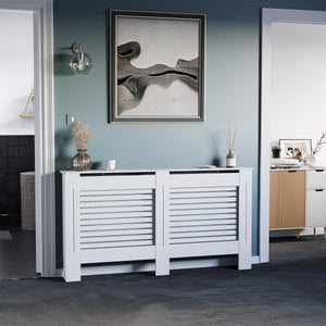Milton Radiator Cover - White, Large, Horizontal Grille Design
