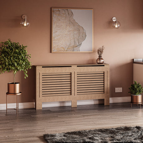 Milton Radiator Cover -Unfinished,  Large Size, Horizontal Grille Design
