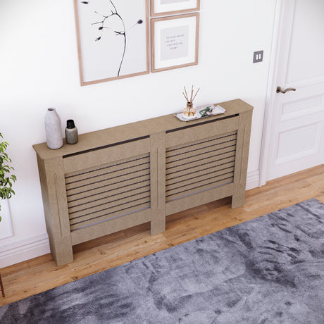 Milton Radiator Cover -Unfinished,  Large Size, Horizontal Grille Design
