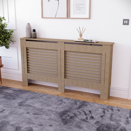 Milton Radiator Cover -Unfinished,  Large Size, Horizontal Grille Design
