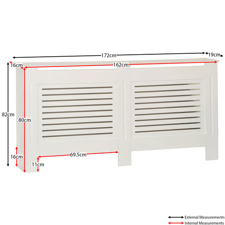 Milton Radiator Cover - White, Extra Large, Horizontal Grille Design
