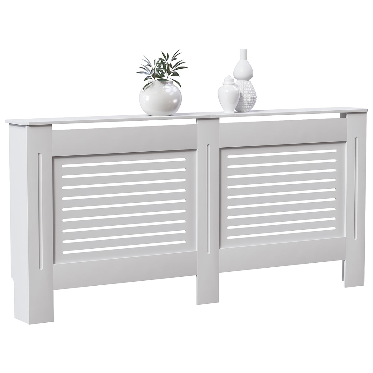 Milton Radiator Cover - White, Extra Large, Horizontal Grille Design
