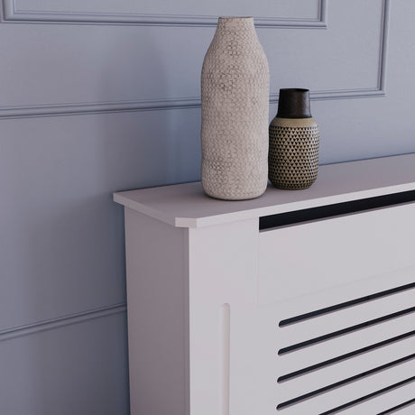 Milton Radiator Cover - White, Extra Large, Horizontal Grille Design
