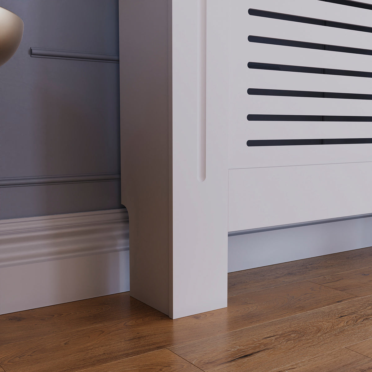 Milton Radiator Cover - White, Extra Large, Horizontal Grille Design
