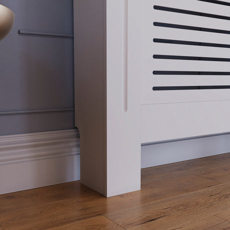 Milton Radiator Cover - White, Extra Large, Horizontal Grille Design
