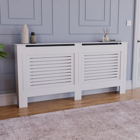 Milton Radiator Cover - White, Extra Large, Horizontal Grille Design
