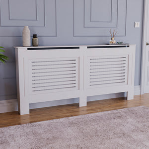 Milton Radiator Cover - White, Extra Large, Horizontal Grille Design
