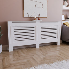 Milton Radiator Cover - White, Extra Large, Horizontal Grille Design
