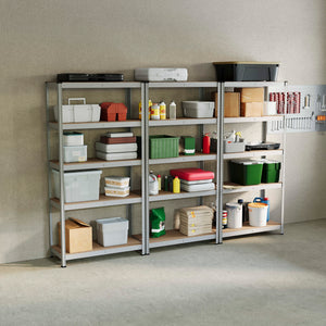 5-Tier Shelf, Galvanised - 3 Bay