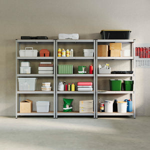 5-Tier Shelf, Galvanised - 3 Bay