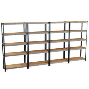5-Tier Shelf, Galvanised - 4 Bay