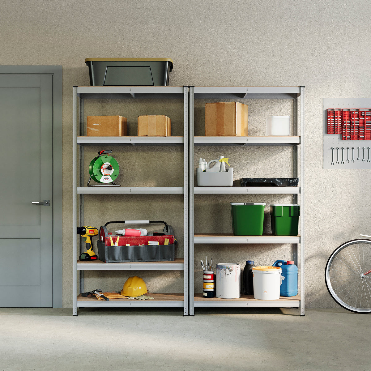 5-Tier Shelf, Large, Galvanised - 2 Bay