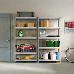 5-Tier Shelf, Large, Galvanised - 2 Bay