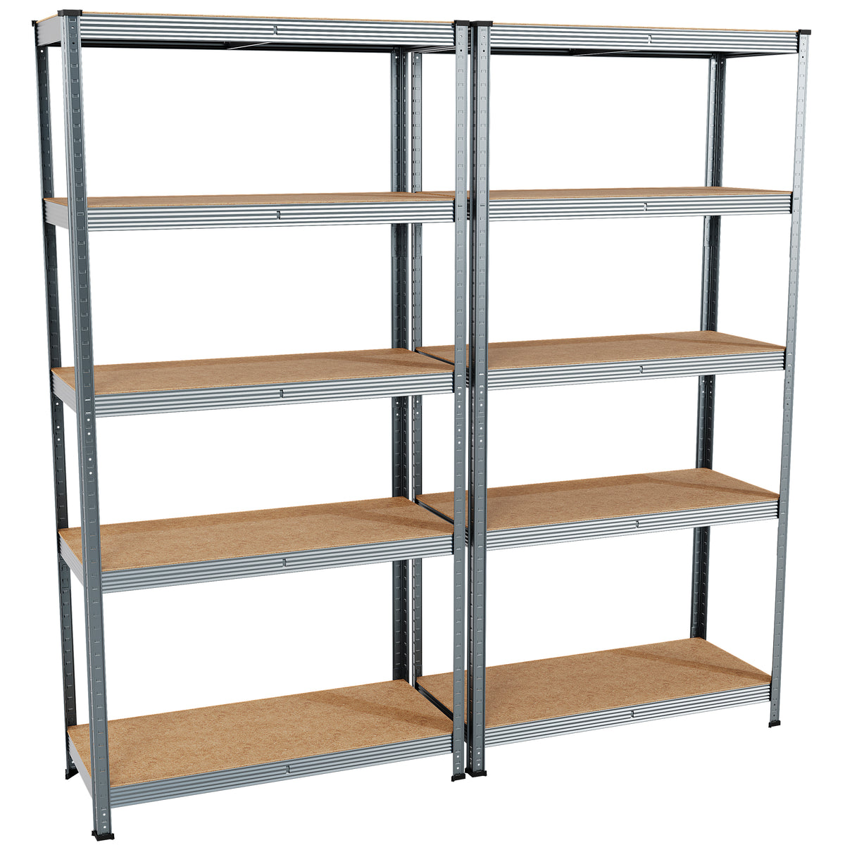 5-Tier Shelf, Large, Galvanised - 2 Bay
