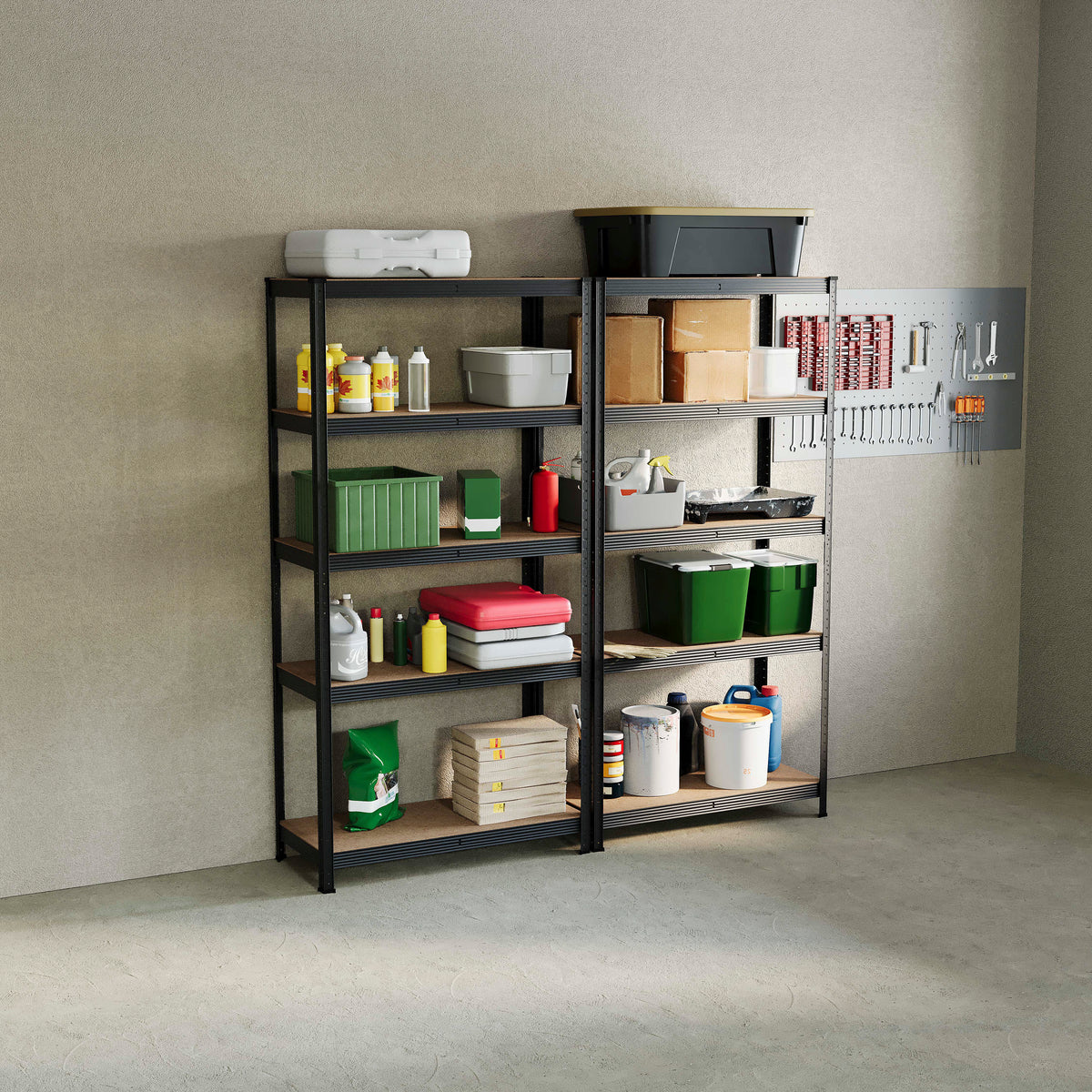 5-Tier Shelf, Black - 2 Bay