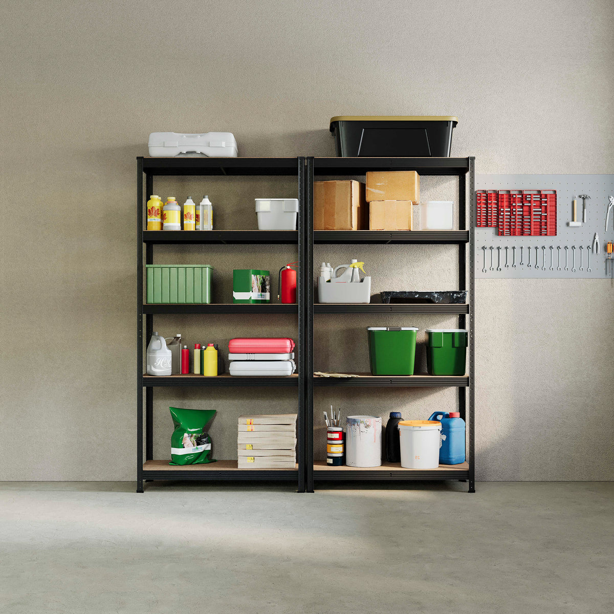 5-Tier Shelf, Black - 2 Bay