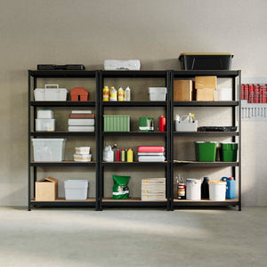 5-Tier Shelf, Black - 3 Bay