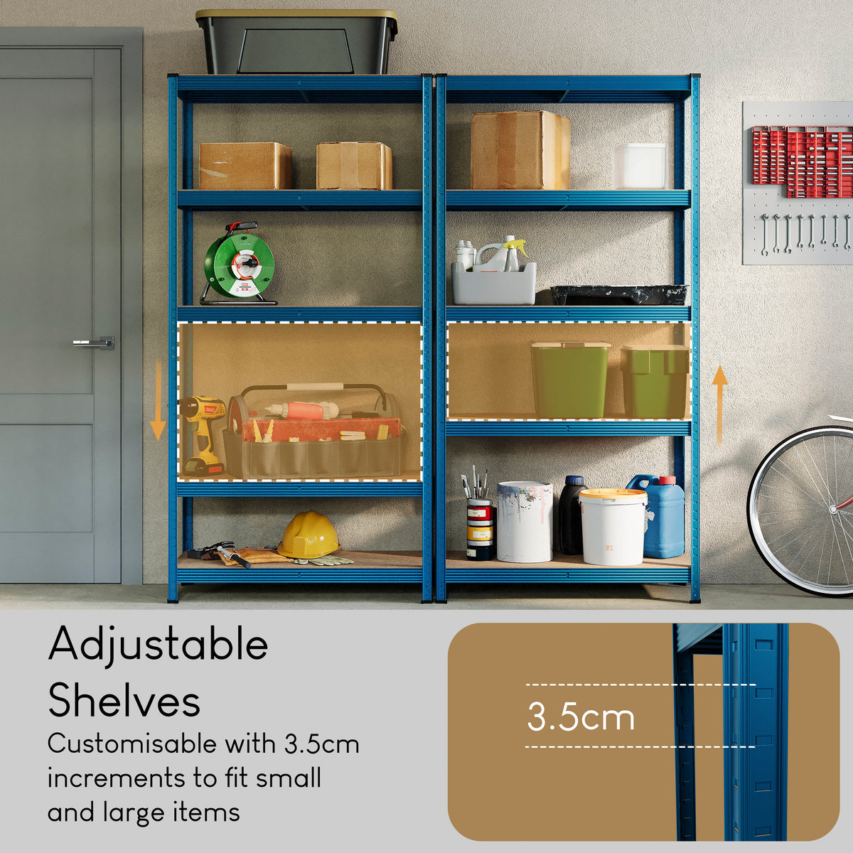 5-Tier Shelf, Blue - 2 Bay